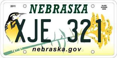 NE license plate XJE321