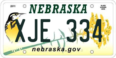NE license plate XJE334