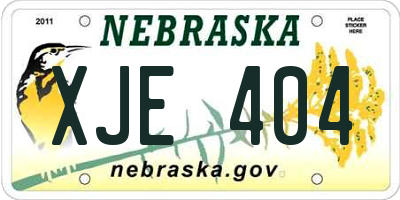 NE license plate XJE404