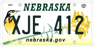 NE license plate XJE412