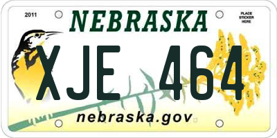 NE license plate XJE464