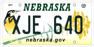 NE license plate XJE640