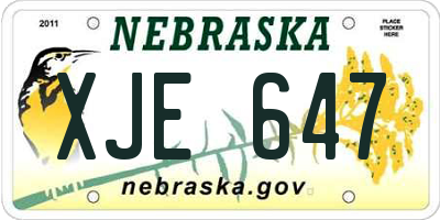 NE license plate XJE647