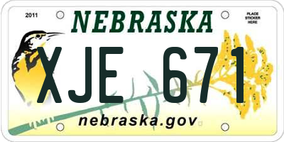 NE license plate XJE671