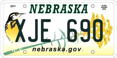 NE license plate XJE690