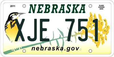 NE license plate XJE751