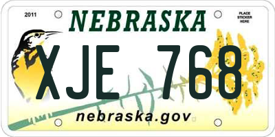 NE license plate XJE768