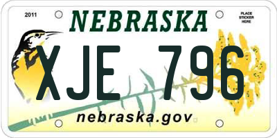 NE license plate XJE796