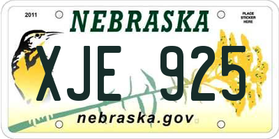 NE license plate XJE925