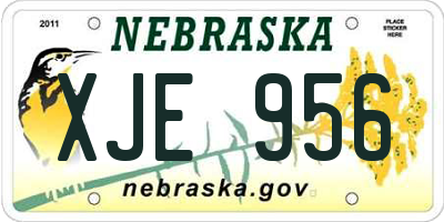 NE license plate XJE956