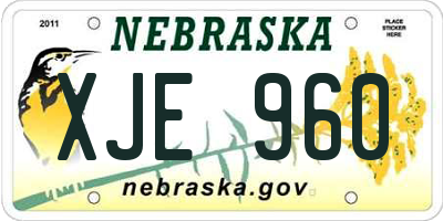 NE license plate XJE960