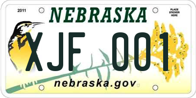 NE license plate XJF001
