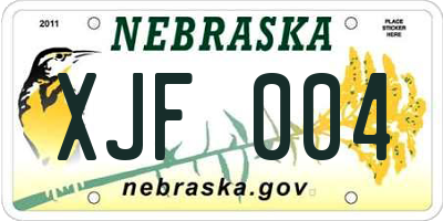 NE license plate XJF004