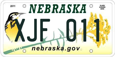 NE license plate XJF011