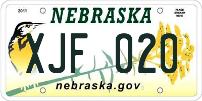 NE license plate XJF020