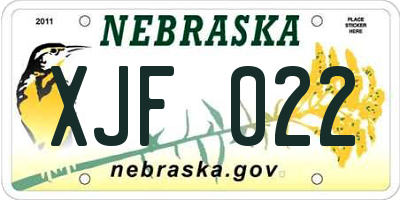NE license plate XJF022