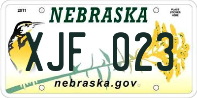 NE license plate XJF023