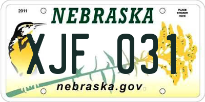 NE license plate XJF031