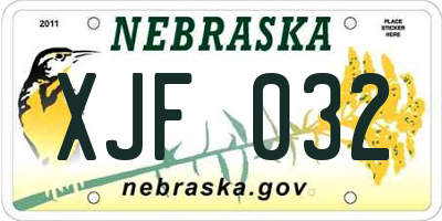 NE license plate XJF032