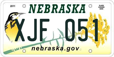 NE license plate XJF051