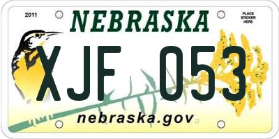 NE license plate XJF053
