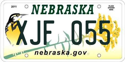 NE license plate XJF055
