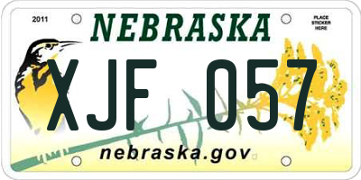 NE license plate XJF057