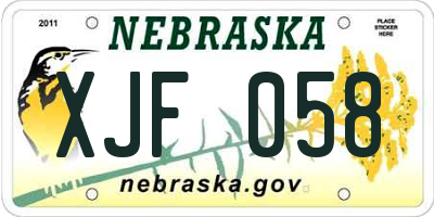 NE license plate XJF058