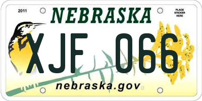 NE license plate XJF066