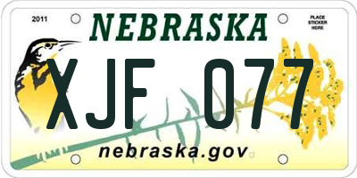 NE license plate XJF077