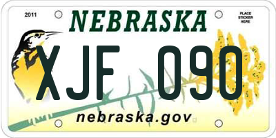 NE license plate XJF090