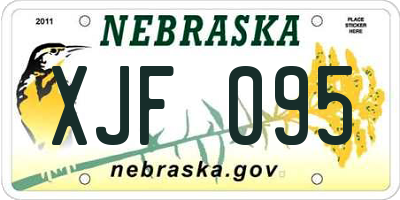 NE license plate XJF095