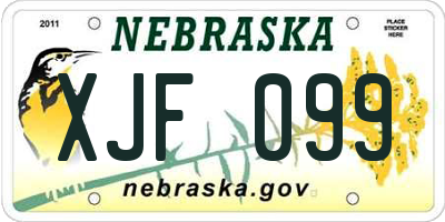 NE license plate XJF099