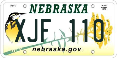 NE license plate XJF110