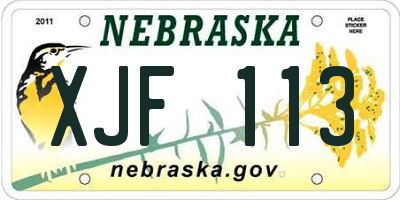 NE license plate XJF113