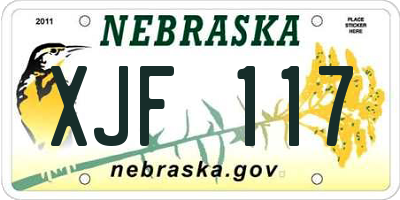 NE license plate XJF117