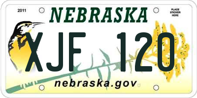 NE license plate XJF120
