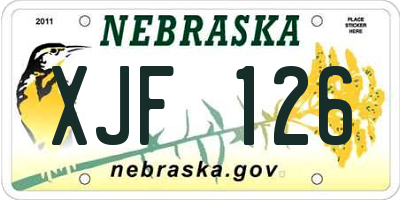 NE license plate XJF126