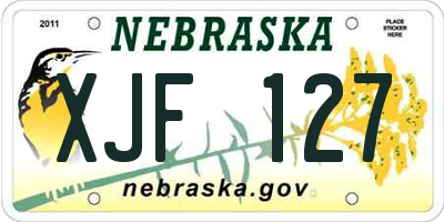 NE license plate XJF127