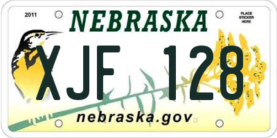 NE license plate XJF128