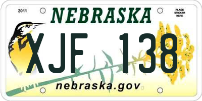 NE license plate XJF138