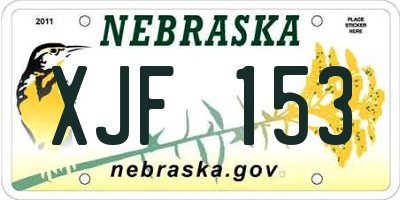 NE license plate XJF153