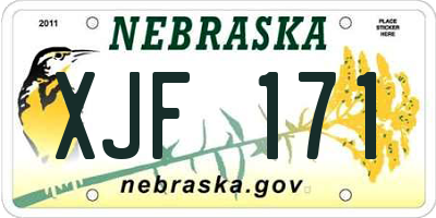 NE license plate XJF171