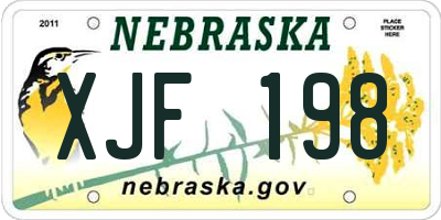 NE license plate XJF198