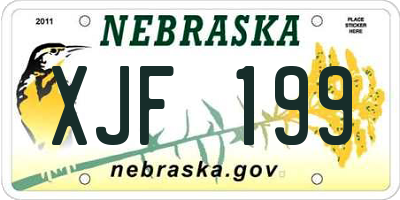 NE license plate XJF199