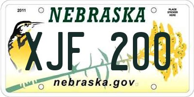 NE license plate XJF200