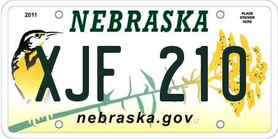 NE license plate XJF210