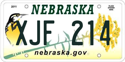 NE license plate XJF214