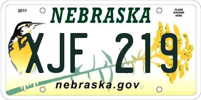 NE license plate XJF219