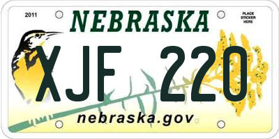 NE license plate XJF220